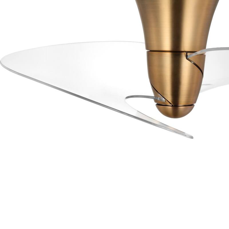 Beal Collection 33.19-in. Two-Blade Vintage Brass Modern Ceiling Fan with Clear Blades - 33.19 in x 33.19 in x 13.94 in
