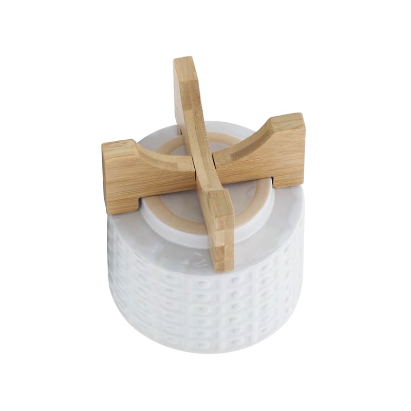 Sagebrook Home Handmade Ceramic Planter Pot with Natural Wood Stand