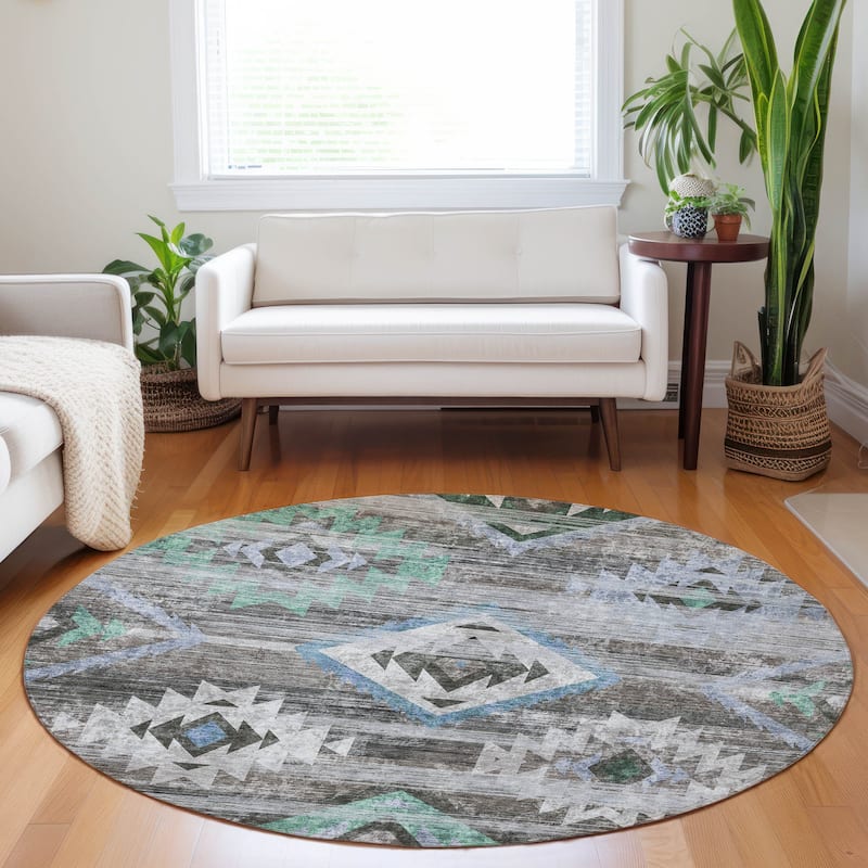 Machine Washable Indoor/ Outdoor Chantille Boho Global Rug