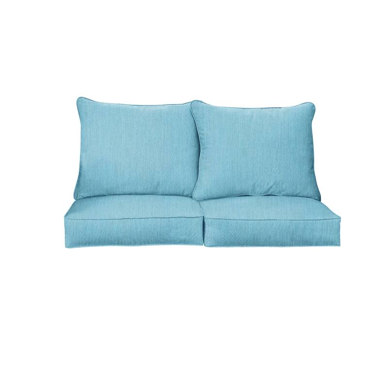 Sorra Home Sunbrella Outdoor Loveseat Pillow and Cushion Set - 23 in W x 27 in D x 5 in H - Cast Horizon
