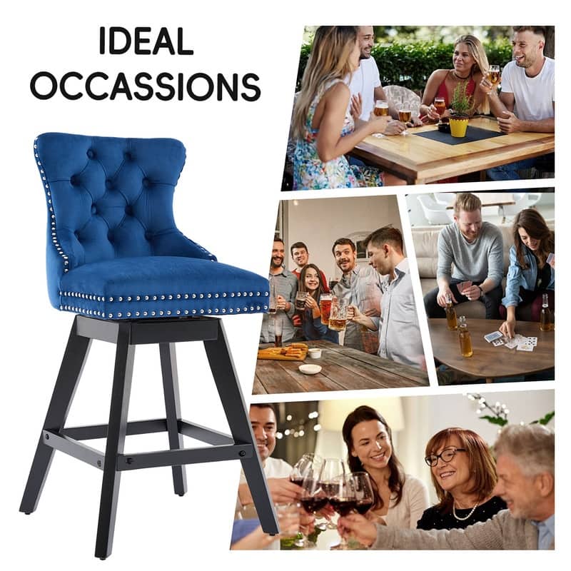 Swivel Velvet Leisure Counter Bar Stools Set of 8
