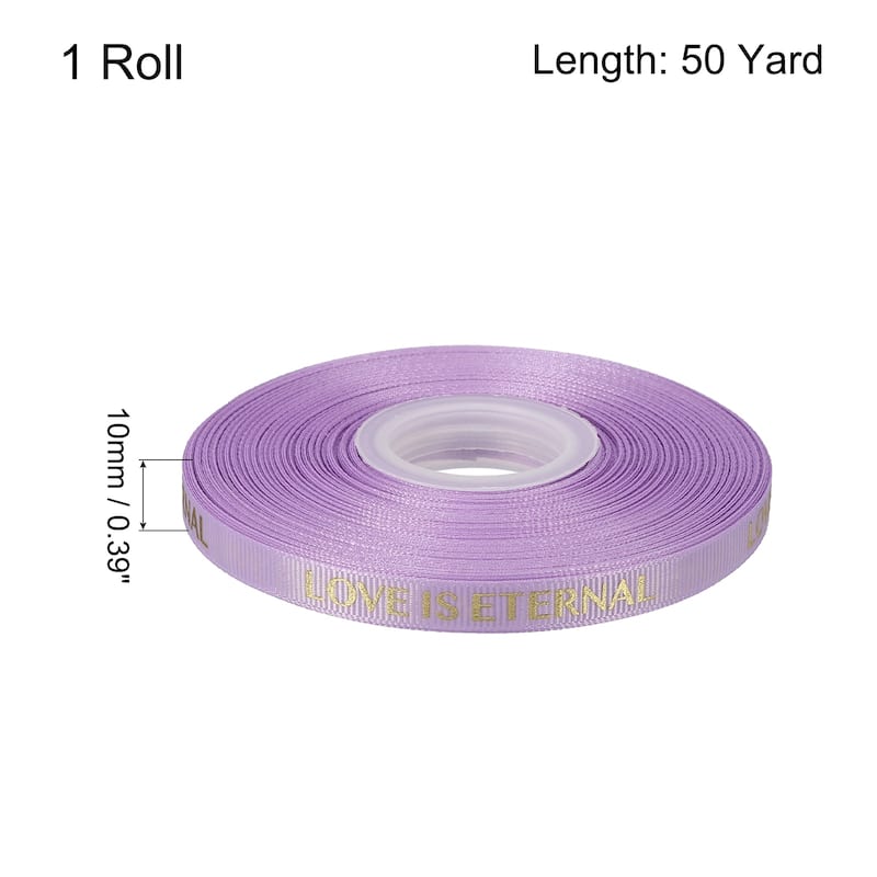 1" 50 Yard Valentine Printed Ribbon Wedding Favor Grosgrain Ribbons - Purple - 3/8"