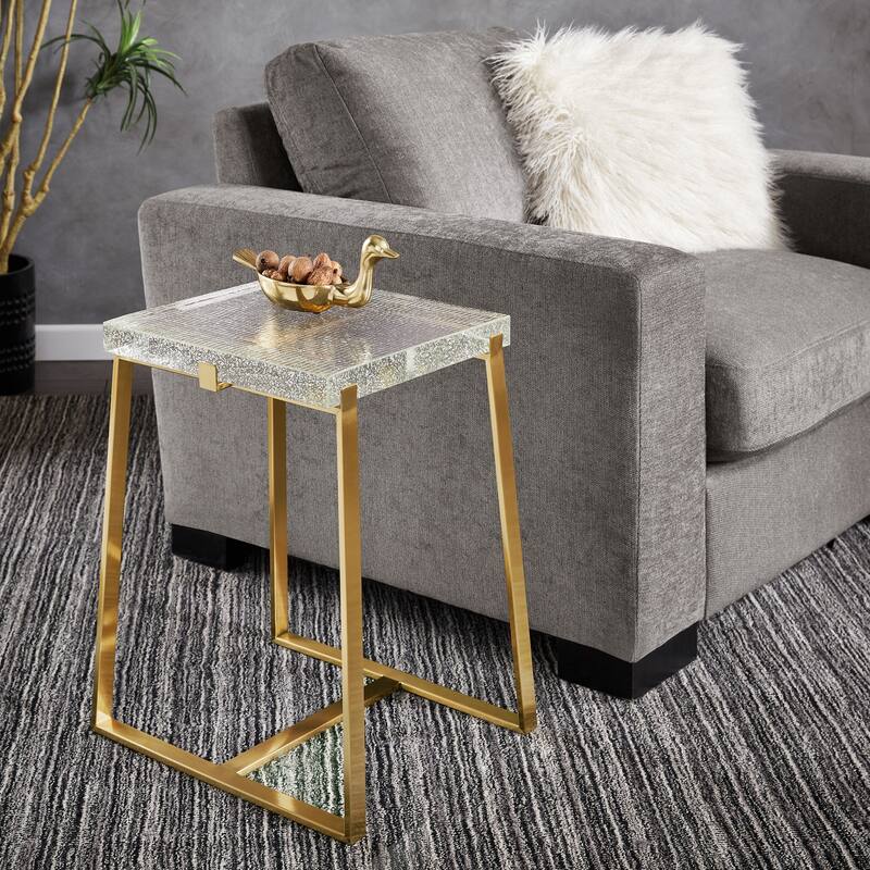 Vardo Stainless Steel Cast Glass Top Table by iNSPIRE Q Modern