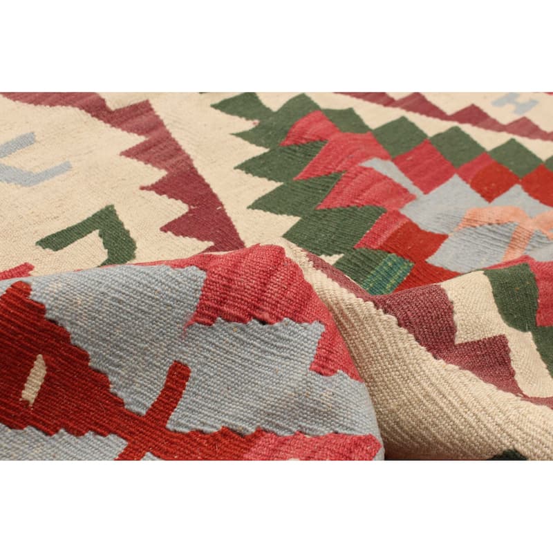 ECARPETGALLERY Flat-Weave Sivas Cream Wool Kilim - 3'10 x 5'10