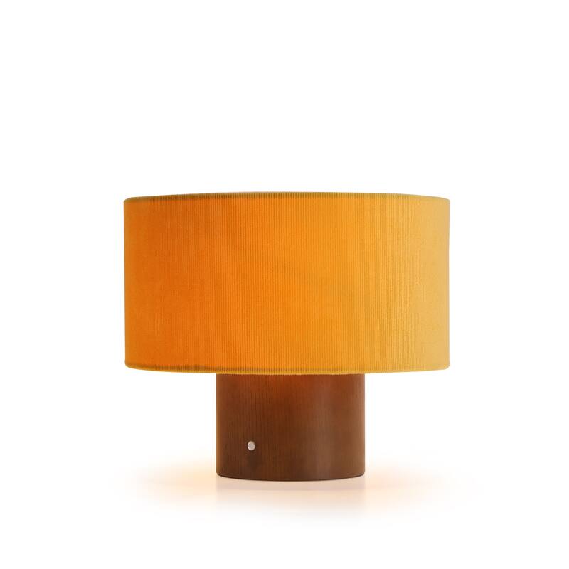 10 in. Modern Small Table Lamp with Corduroy Shade and Touch Switch for Kid Room, Living Room - Orange