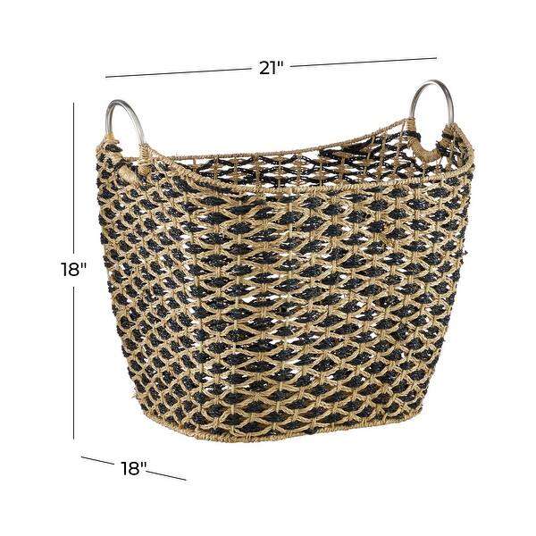 Brown Seagrass Bohemian Storage Basket 18 x 21 x 18 - 21 x 18 x 18