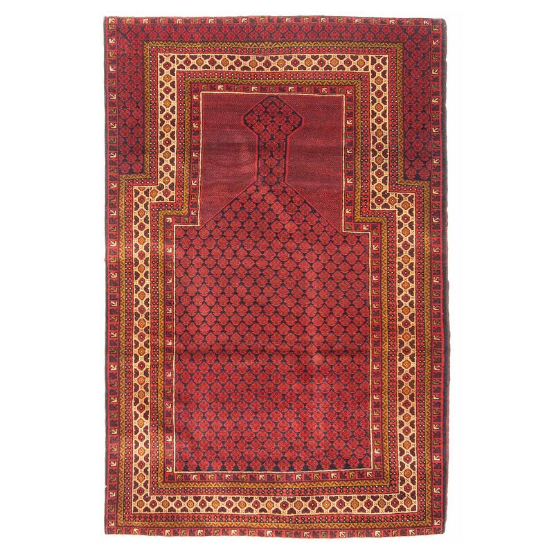 Teimani Burgundy Rug 3'4" x 5'3" - 3'4 x 5'3 - Burgundy - 3'4 x 5'3