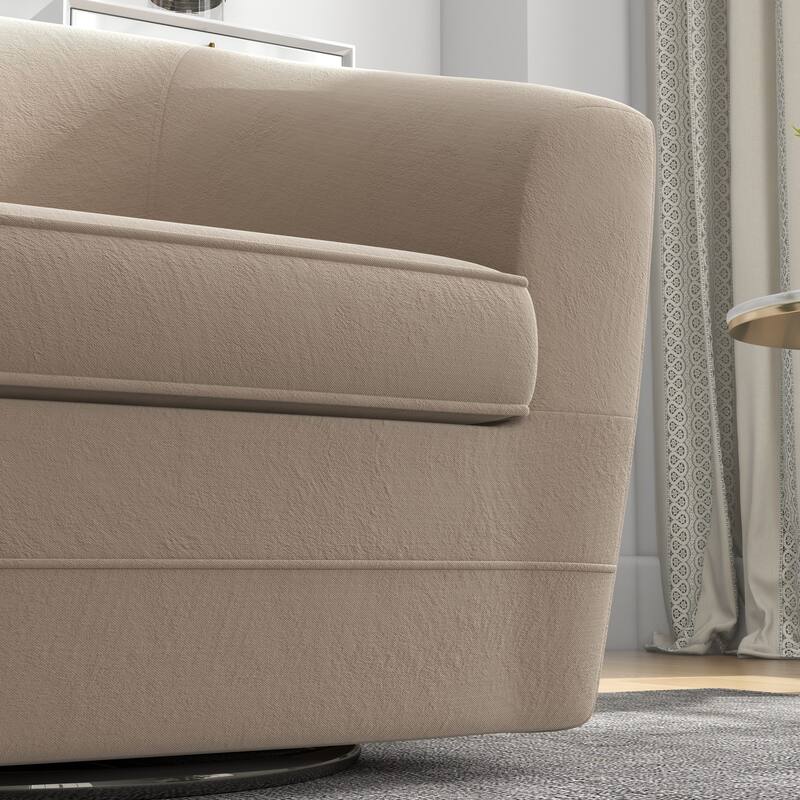 Swivel Accent Chair with Ottoman, Comfy Velvet 360 Degree Swivel Barrel Round Club Tub Sofa Chair for Bedroom Reading Room
