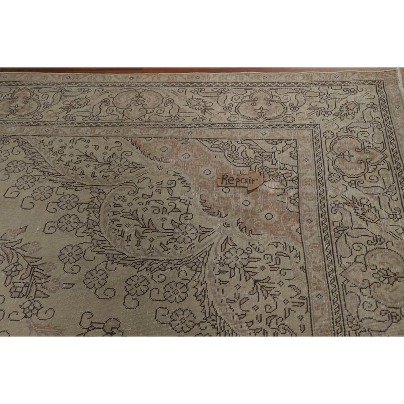 Medallion Tabriz Persian Vintage Area Rug Handmade Wool Carpet - 9'8"x 12'6"