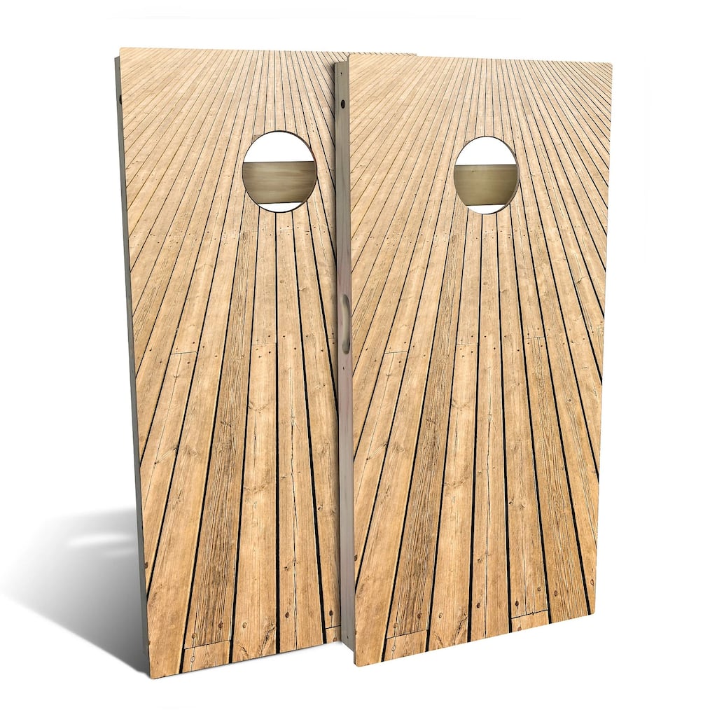 Boardwalk Wood Lines Outdoor Cornhole Board Set
