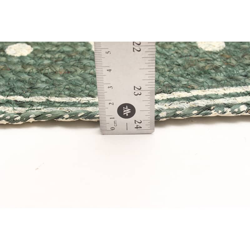 ECARPETGALLERY Braided Weave Palas Denizli Teal Jute Rug - 2'11 x 2'11