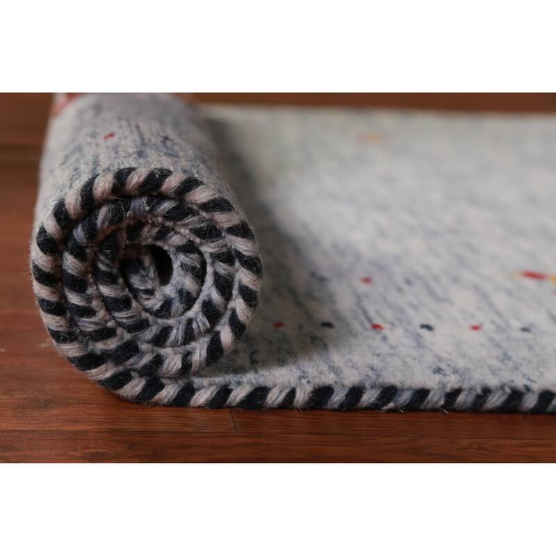 Hand Knotted Oriental 100% Wool Carpet Tribal Stripe Beige & Ivories Gabbeh Area Rug - 4' 9'' X 3' 0''