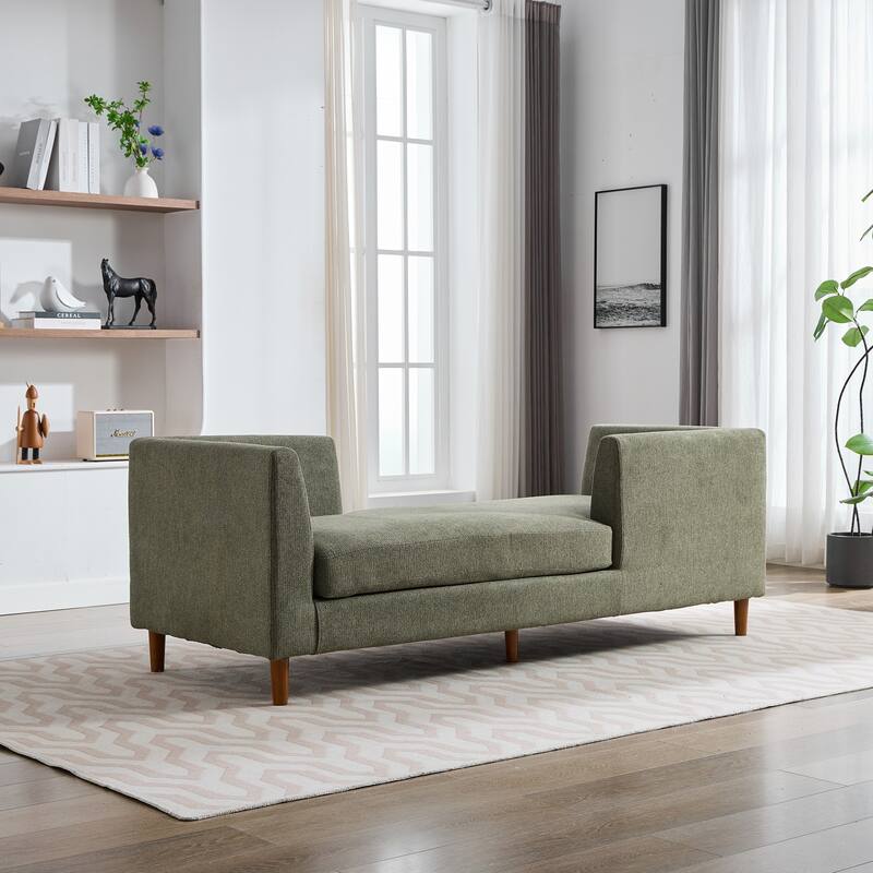 77.95'' Wide Modern Double-Sided Upholstered Chaise Lounge Indoor,Chenille Fabric Sleeper Sofa Couch With 4 Throw Pillows