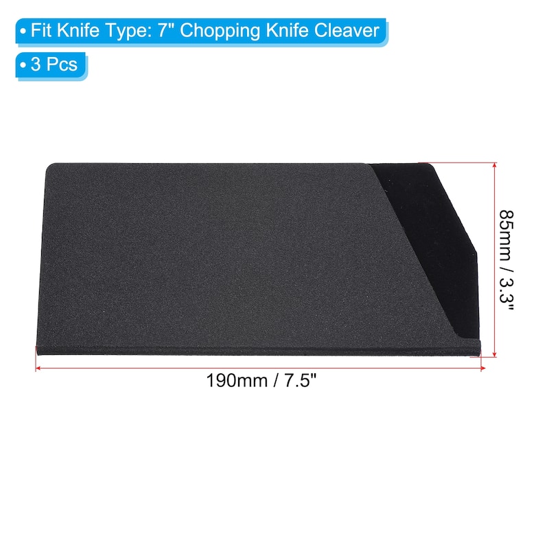 ABS Kitchen Knife Sheath Cover Sleeves for 7" Chopping Knife Cleaver - Black - 3 Pack