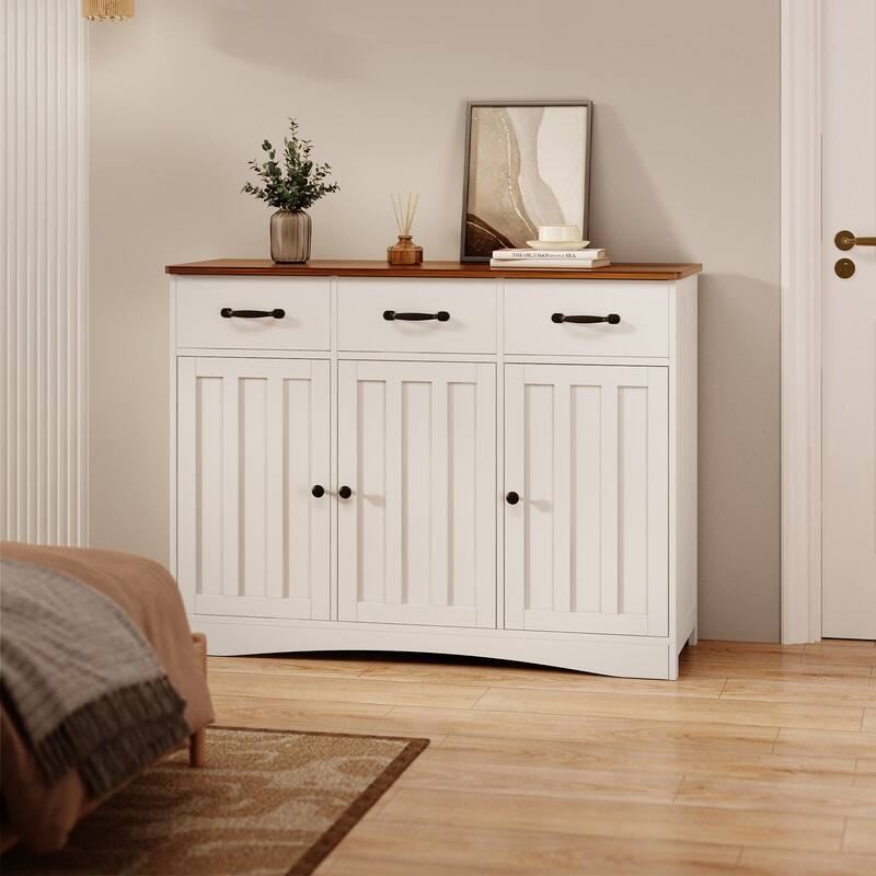 42.5" Farmhouse Buffets Sideboard, Modern Wood Kitchen Storage Cabinet with Adjustable Shelf