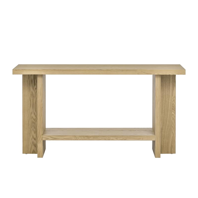 60'' Console Table Entryway Table with T Shaped Legs and Shelf