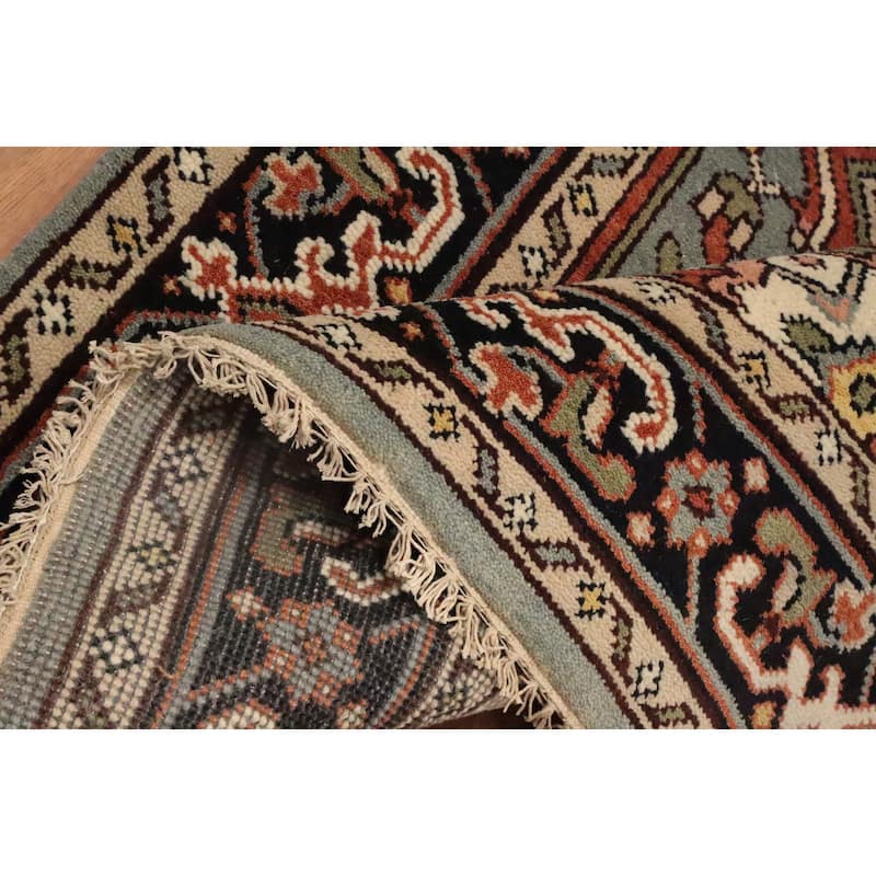 Hand Knotted Oriental 100% Wool Carpet Traditional Medallion Greys & Charcoal Heriz (serapi) Area Rug - 5' 9'' X 4' 0''