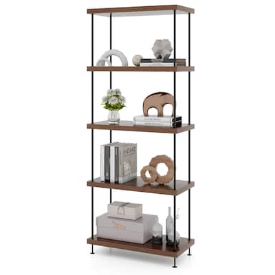 Gymax 5-Tier Multipurpose Display Rack Freestanding Bookshelf w/ Metal