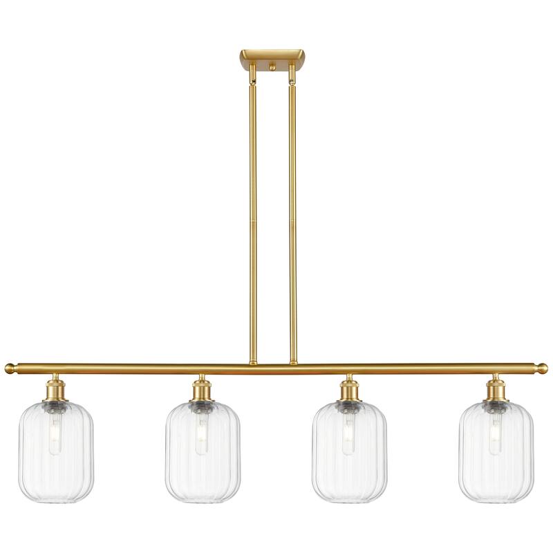 Innovations Lighting Endless Possibilities Ballston - Preston - 4 Light 48" Jar Shade Stem Hung Island Light - Clear/Satin Gold
