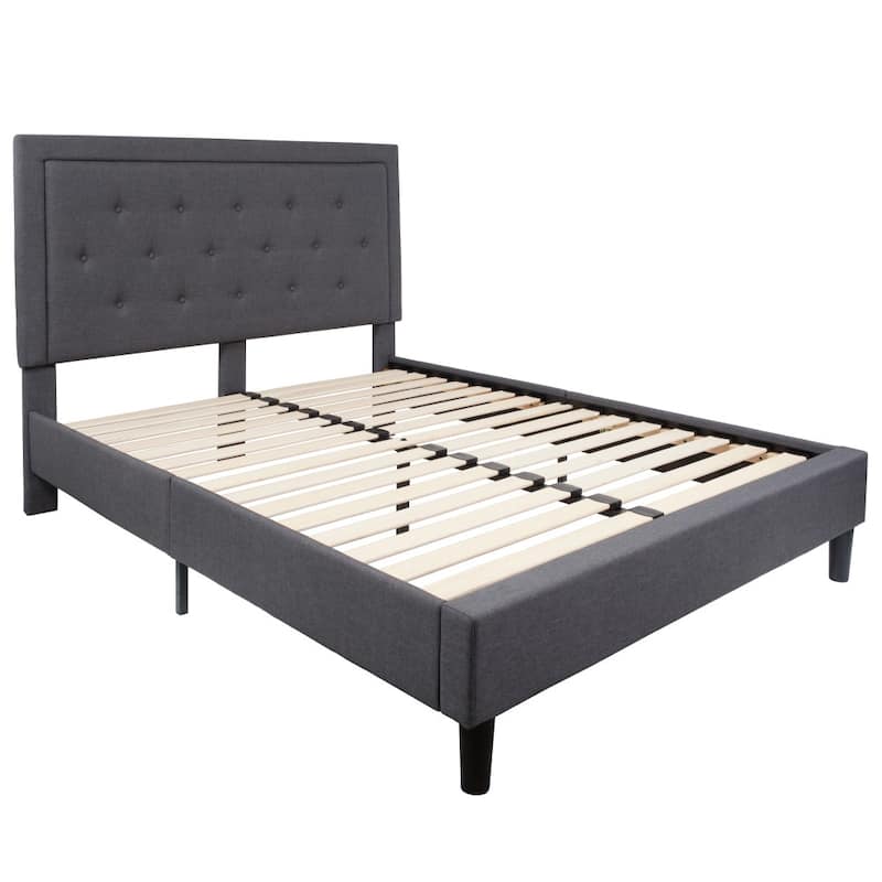 Panel Tufted Upholstered Platform Bed
