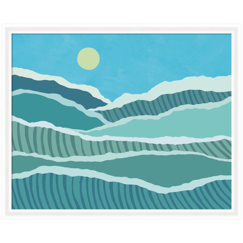 Kate and Laurel Framed Art Abstract Waves by Rachel Lee - 43x35 - White