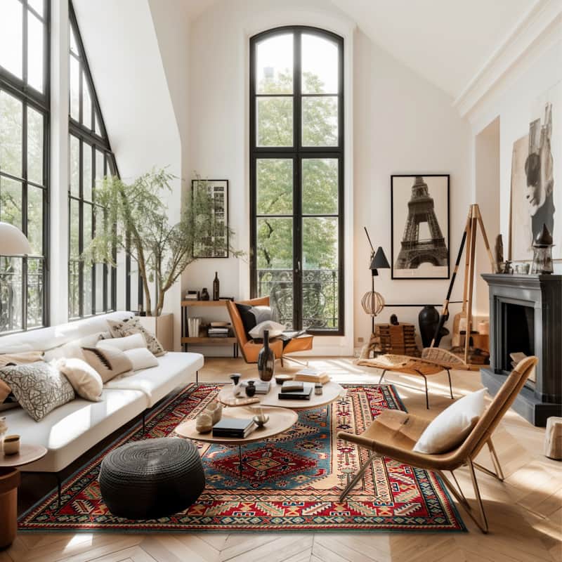 ECARPETGALLERY Hand-knotted Uzbek Ghazni Blue Wool Rug - 4'11 x 6'5