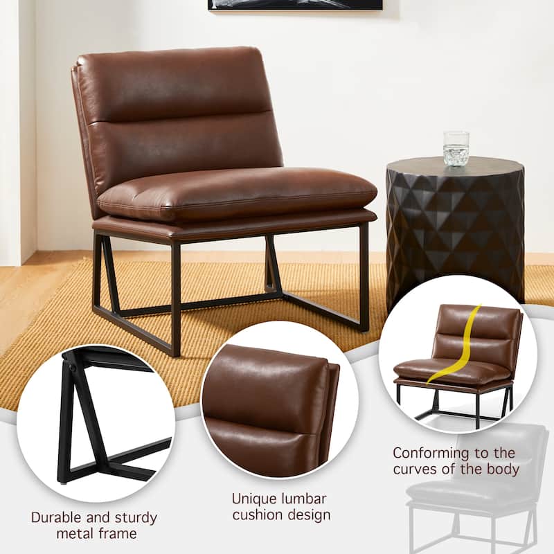 Glitzhome Set of 2 30.25"H Modern Ergonomic PU Accent Armless Chair