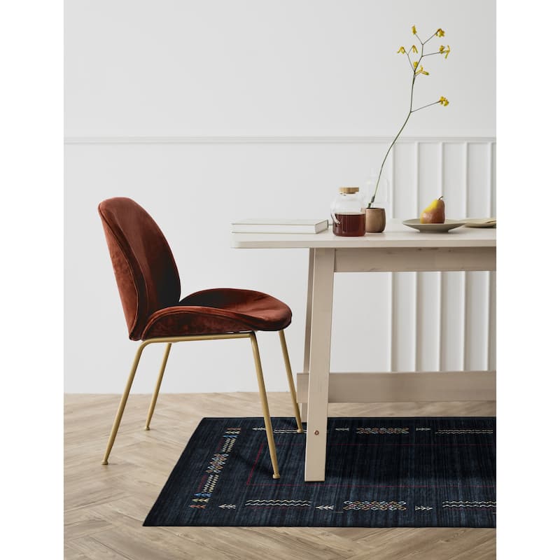 ECARPETGALLERY Hand Loomed Kashkuli Gabbeh Dark Navy Wool Rug - 5'0 x 8'0