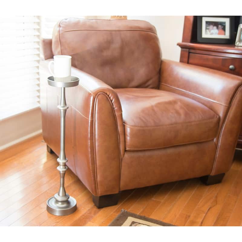 New Ridge Home Goods Antique Silver Pedestal Martini Side Table