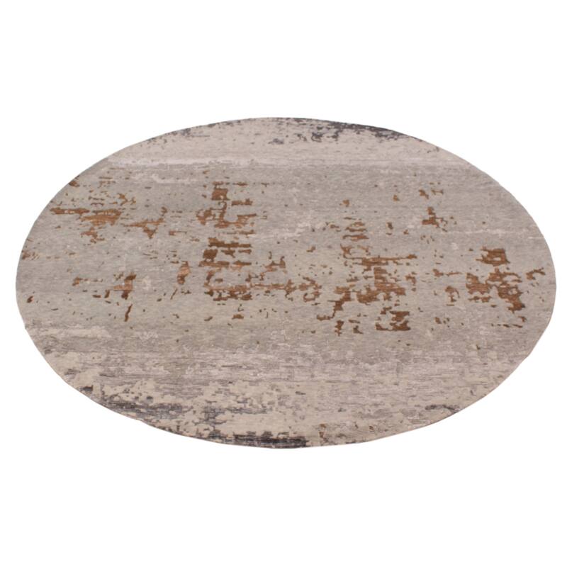 ECARPETGALLERY Hand-knotted Alma Grey Silk, Wool Rug - 7'10 x 7'10