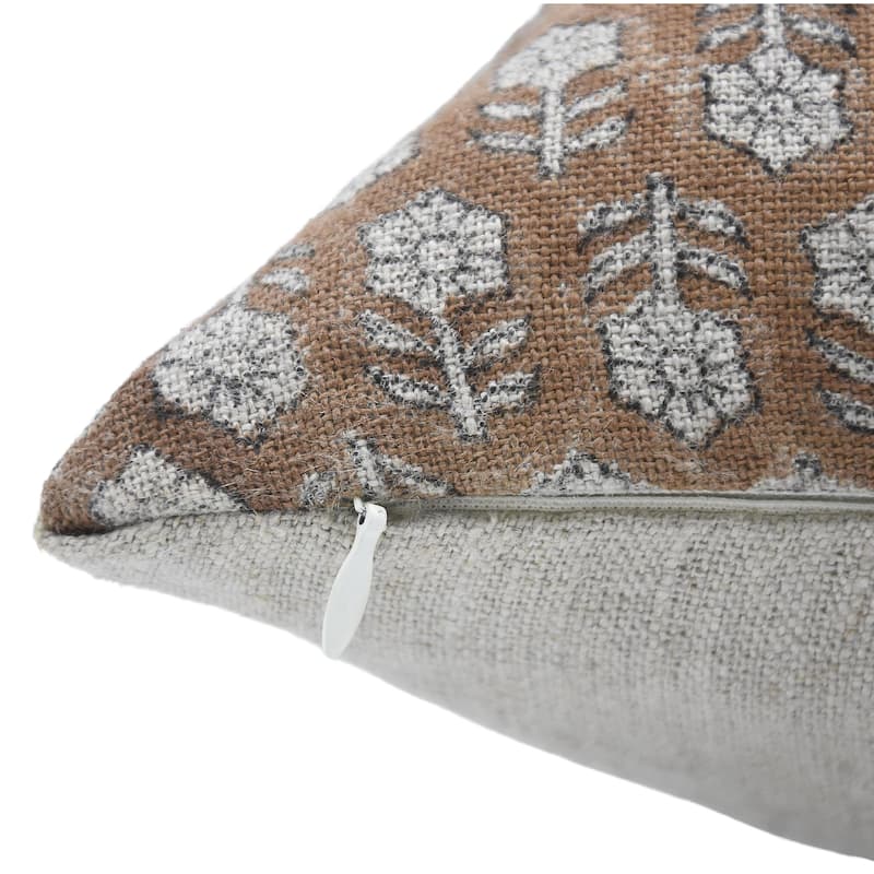 Fabdivine Linen Floral Block print pillow Cover