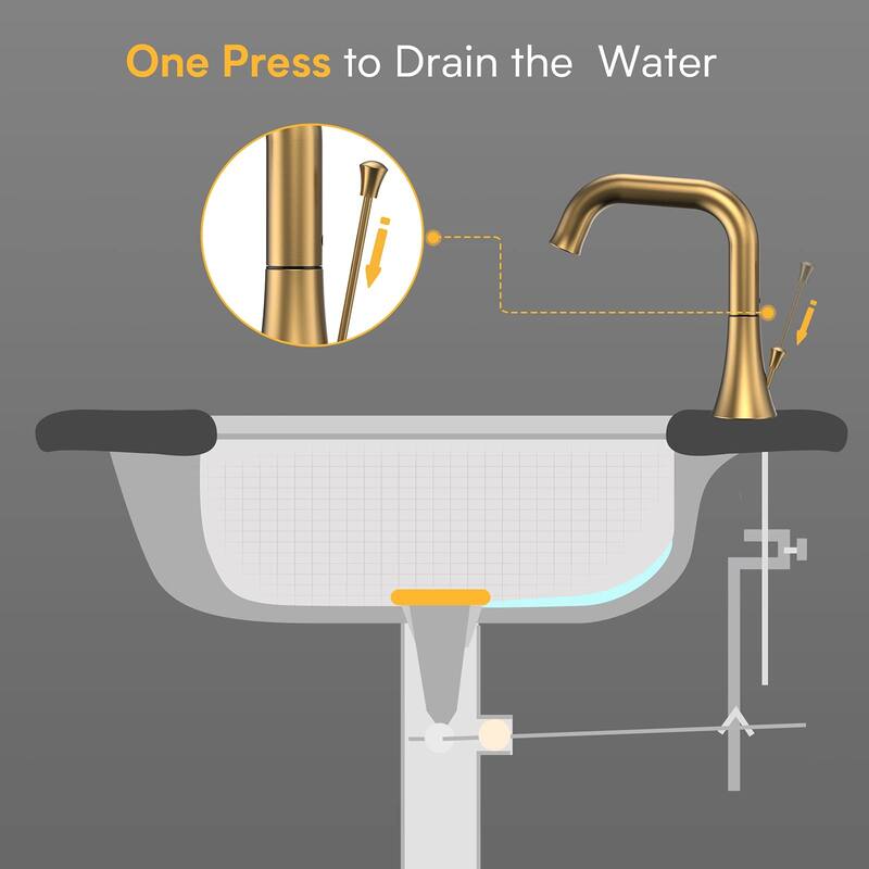 Modern 2 Handle 360° Swivel Bathroom Sink Faucet with Pop Up Drain Assembly, Aerator, Anti Corrosion, Splash Proof, Water Saving