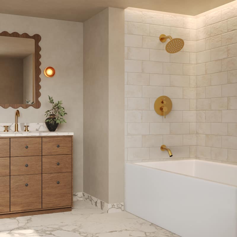 GRANDJOY Wall-Mount 2-Function Shower and Tub System with Pressure Balance Valve
