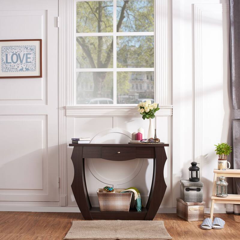 DH BASIC Walnut 40" Storage Console Table by Denhour