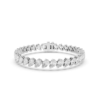 Auriya 14K Gold Lab Grown Pear-shaped Tennis Bracelet 11ct. tw. (F-G VS) - N/A
