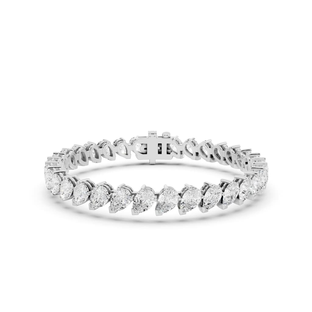 Auriya 14K Gold Lab Grown Pear-shaped Tennis Bracelet 11ct. tw. (F-G VS) - N/A