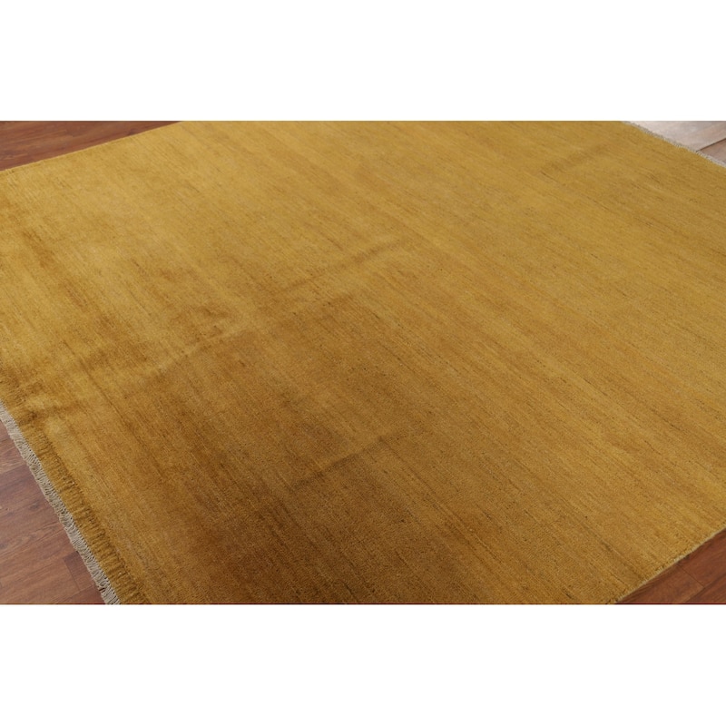 Yellow Gabbeh Oriental Square Area Rug Handmade Wool Carpet - 6'7" x 6'8"