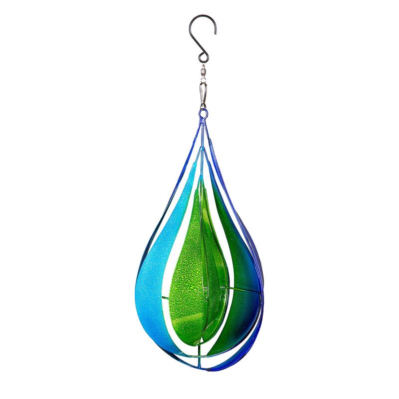 16" Metal Wind Twirler, Blue & Green Teardrop