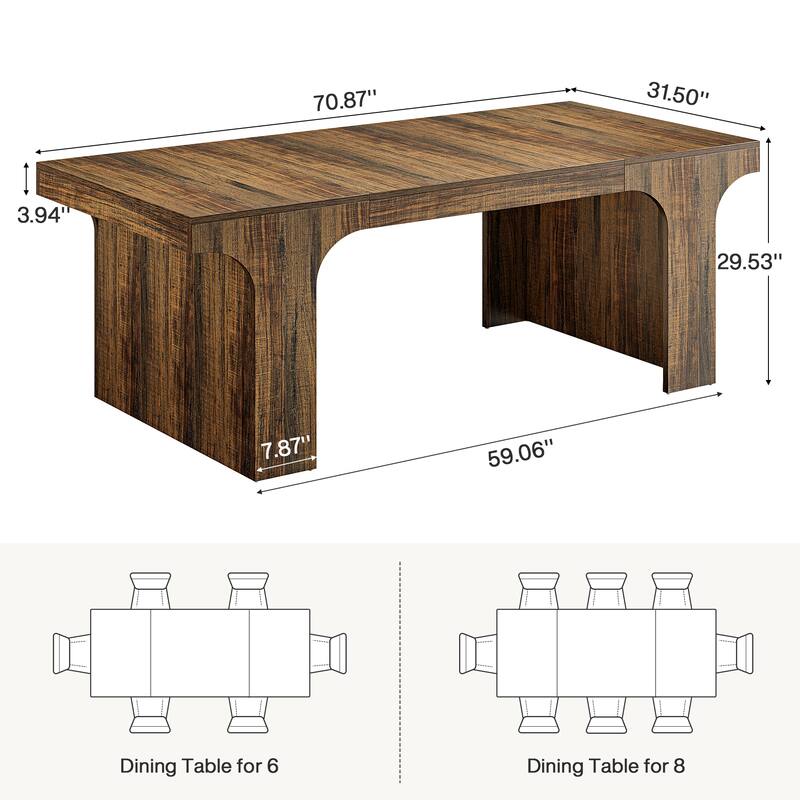 Wooden Rectangular Dining Table for 6-8 People with Sled Base
