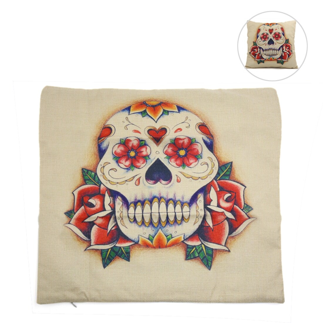 Shop Halloween Linen Helloween Skull Printed Car Throw Cushion