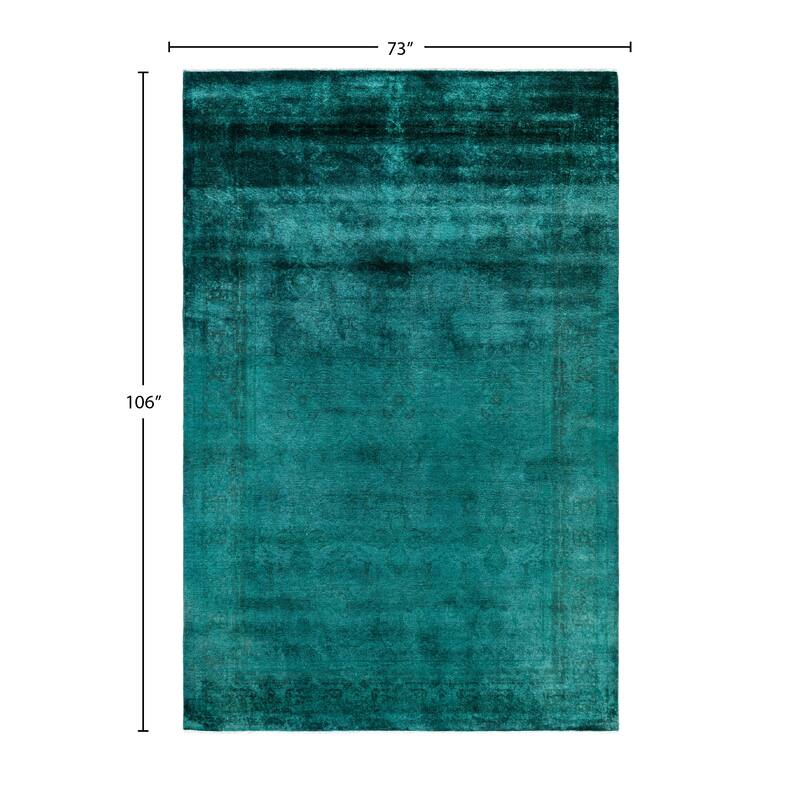 Overdyed One-of-a-Kind Hand-Knotted Area Rug - Green - 6' 1" x 8' 10"