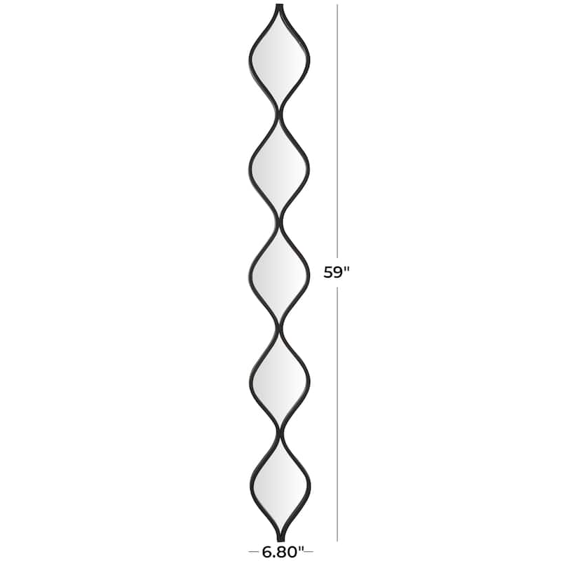 Metal Slim Stacked Chain 5 Layer Wall Mirror with Various Pattern and Foil Detailing - Silver, Gold, or Black