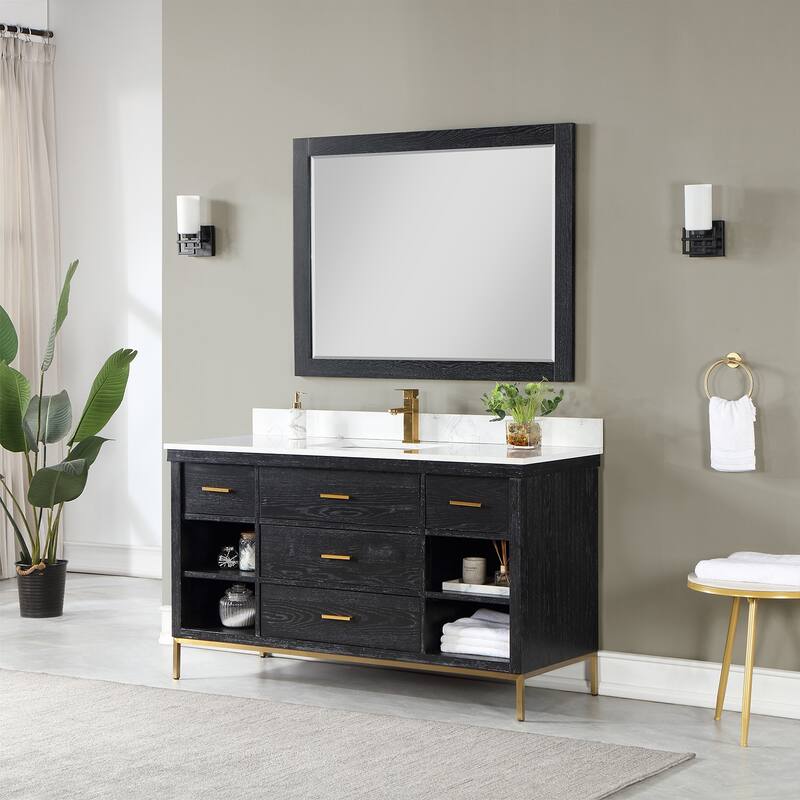 Altair Kesia Bathroom Vanity with Composite Stone Countertop with Mirror