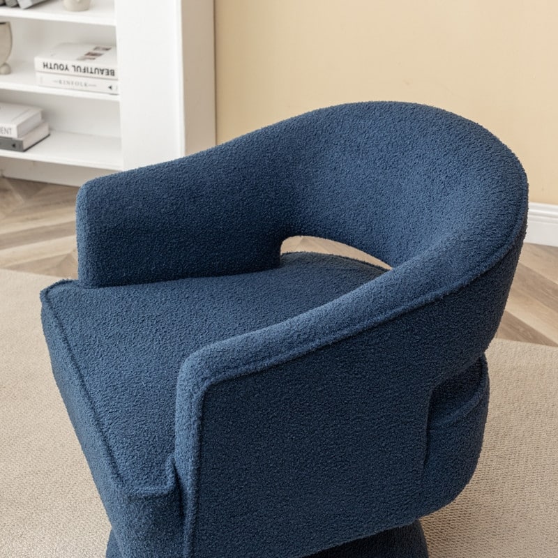 SEYNAR Modern Glam Open Back Velvet Upholstered Round Swivel Accent Arm Barrel Chair for Living Room Set of 2