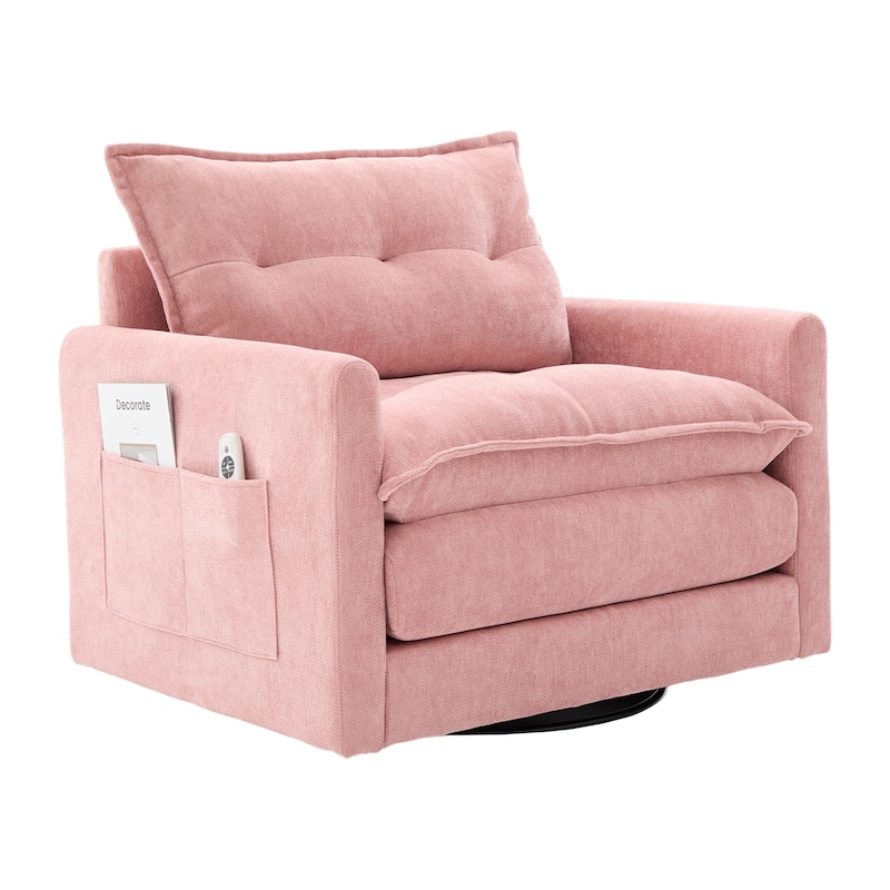 GDFStudio - Chenille 36.22" Swivel Barrel Chair