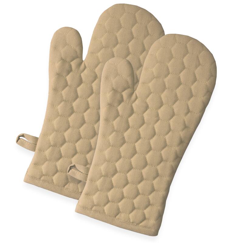 Fabstyles Fouta Cotton Oven Mitt & Pot Holder Set of 4 - 7x12 , 8x8