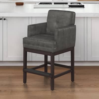 27.2" Modern Upholstered Solid Wood Shelf Counter Height Bar Stool - 22.4" W x 20.6" D x 40.2" H