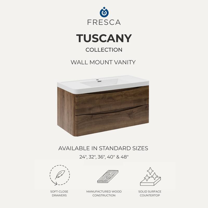 Fresca Tuscany 24" Wall Mounted Single Basin Vanity Set with Acrylic