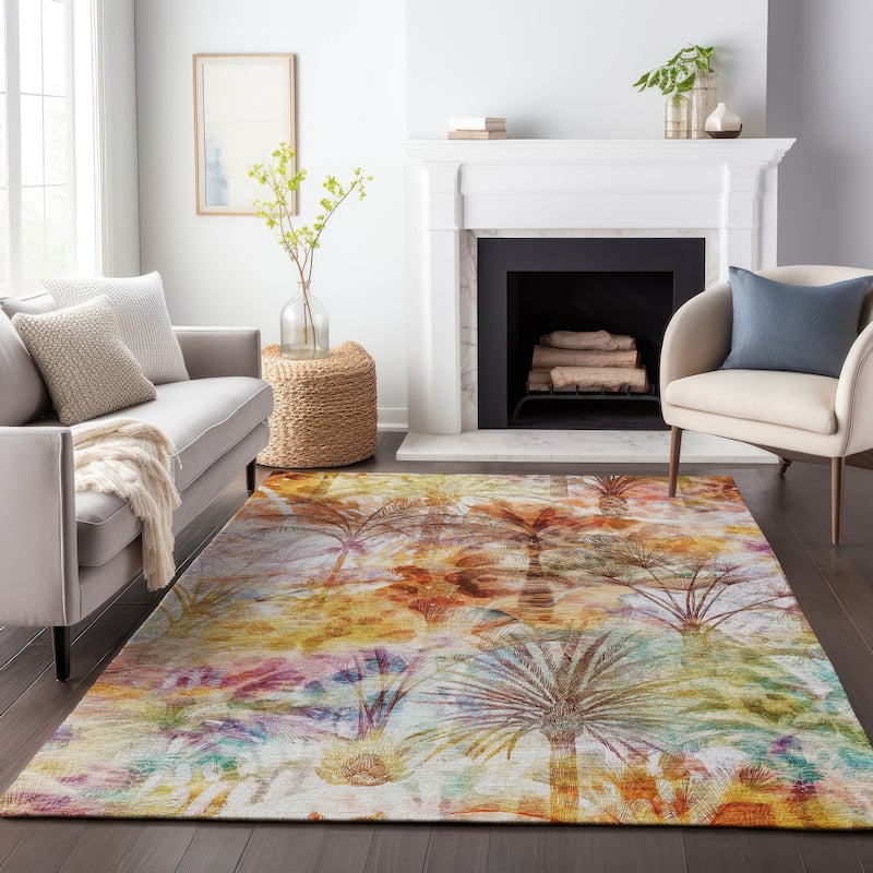Premium Washable Super Soft Tropical Watercolor Mayfield Rug
