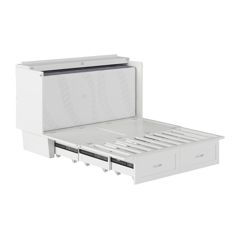 Monroe Queen Murphy Bed Chest with Mattress and Built-In Charger